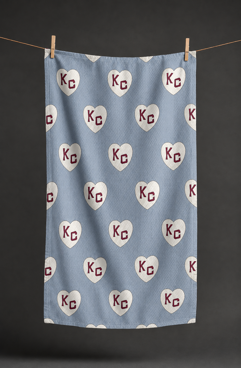Denim KC Hearts Kitchen Towel
