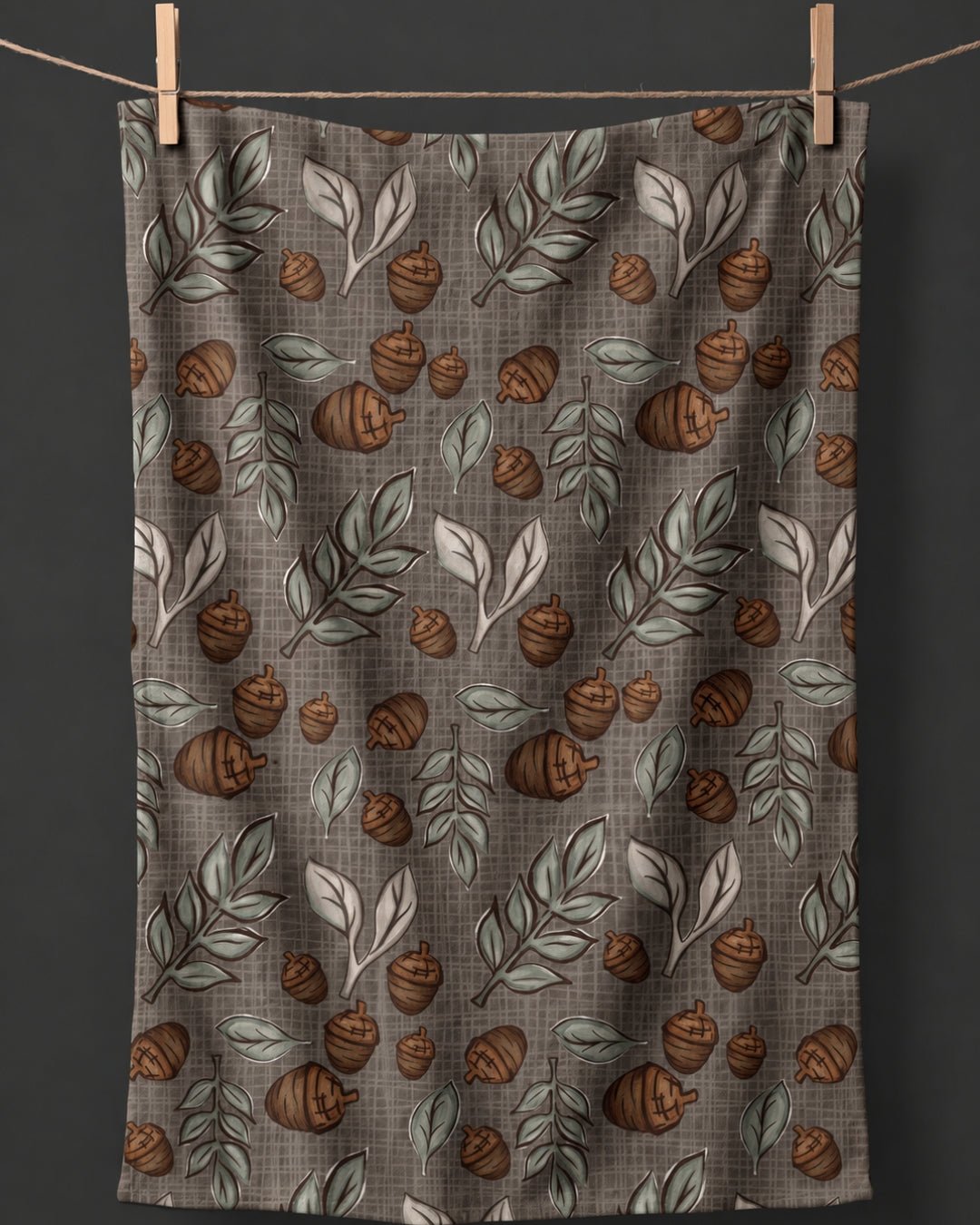 Acorns and Leaves Kitchen Towel - Absorb-lumen