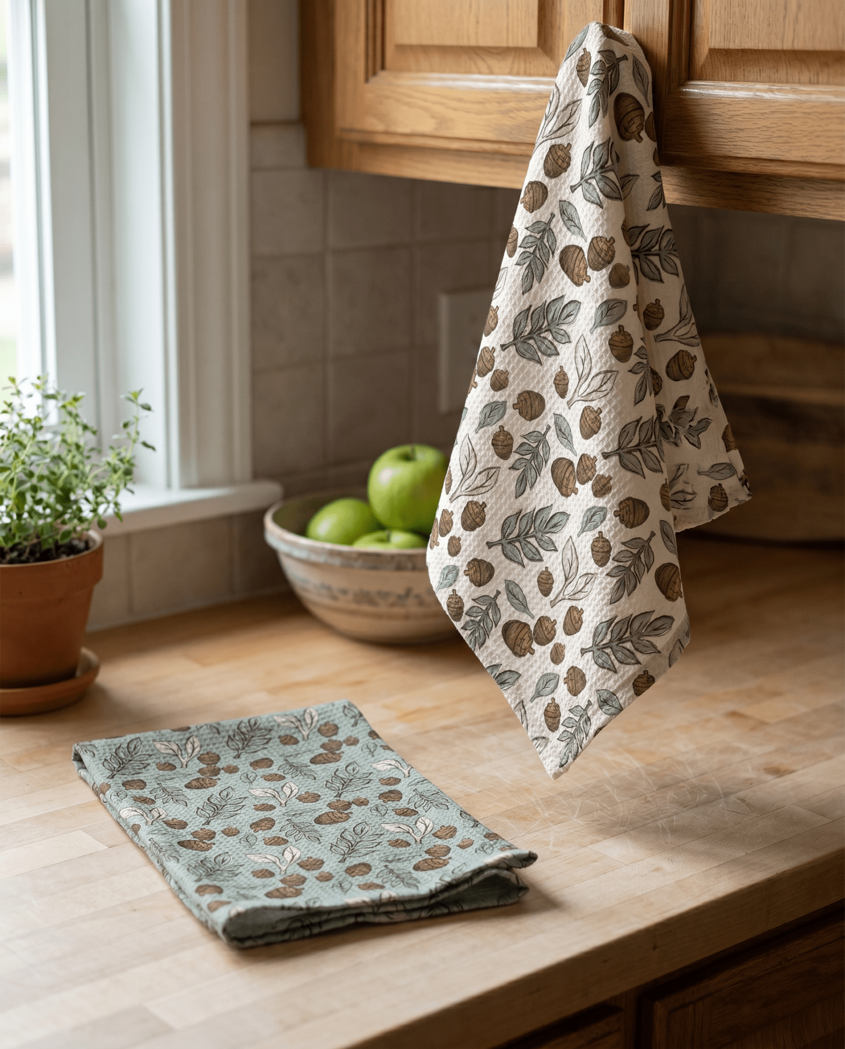 Acorns and Leaves Kitchen Towel - Absorb-lumen