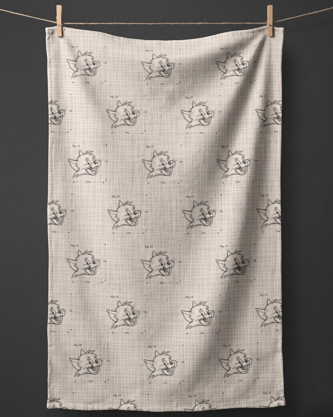 Blueprint Cat Kitchen Towel - Absorb-lumen