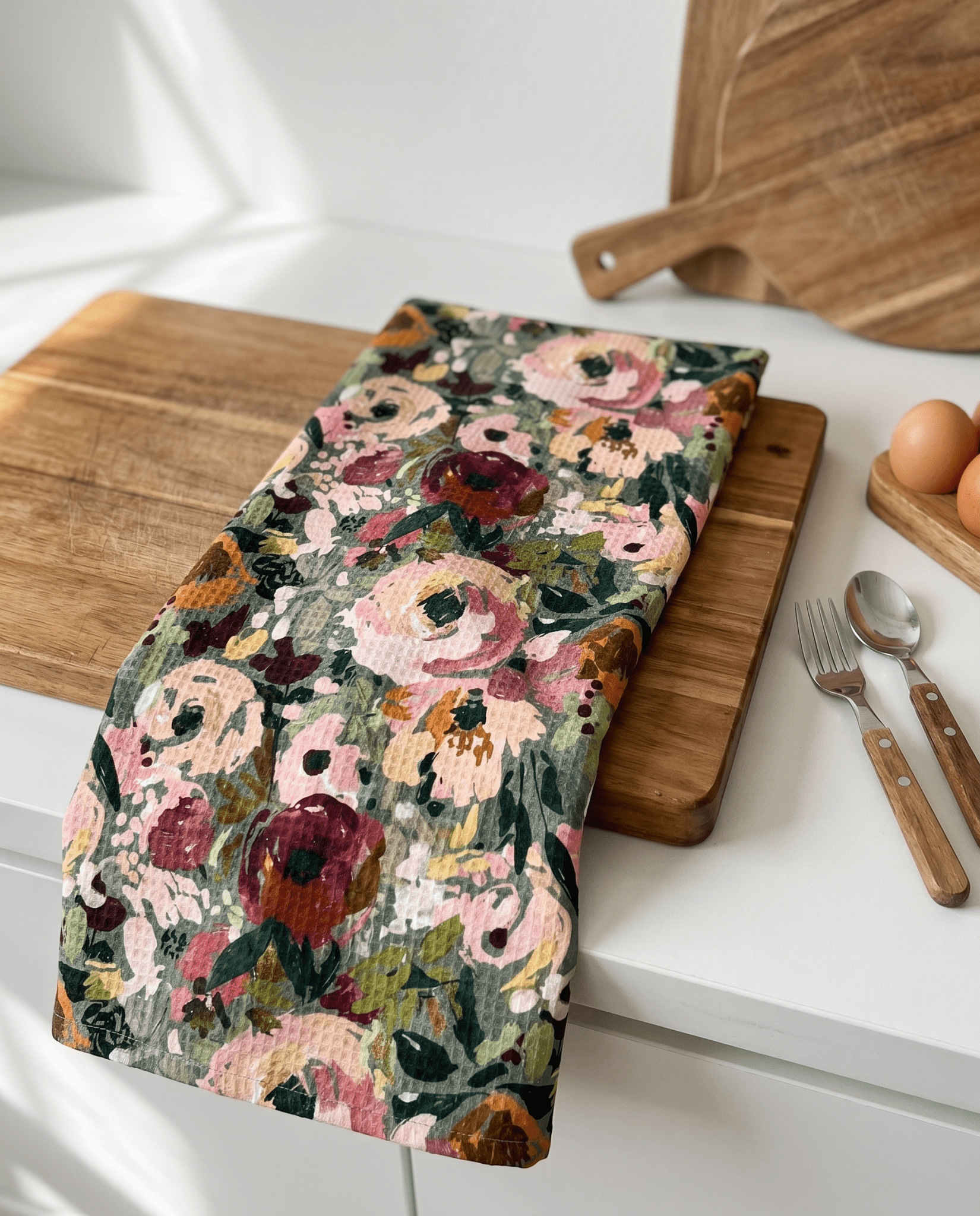 Blush Paint Floral Kitchen Towel - Absorb-lumen