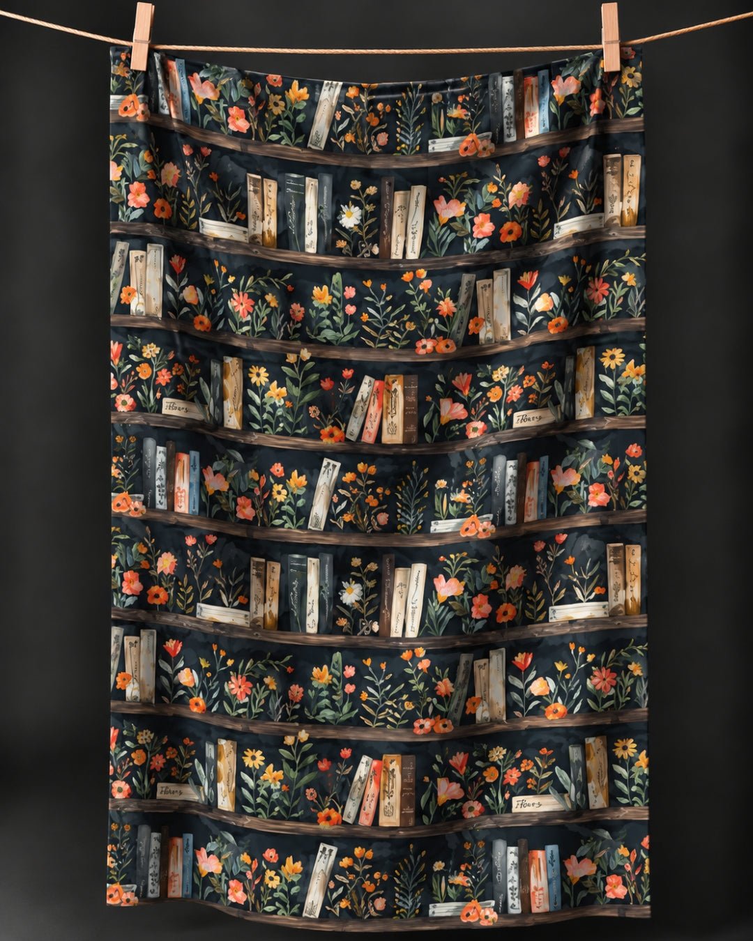 Bookshelf and Flowers Kitchen Towel - Absorb-lumen