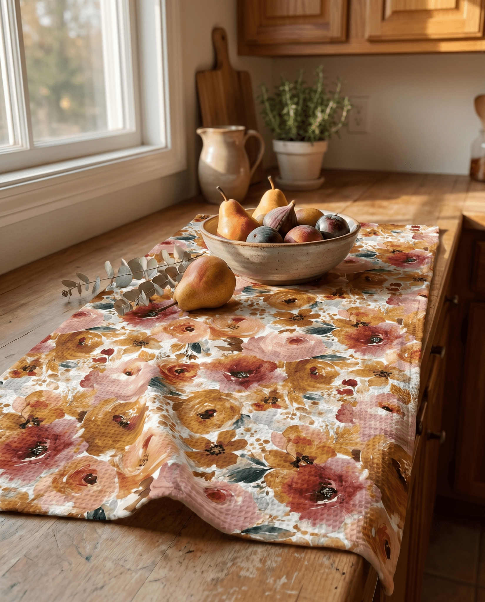 Brown and Blush Floral Kitchen Towel - Absorb-lumen