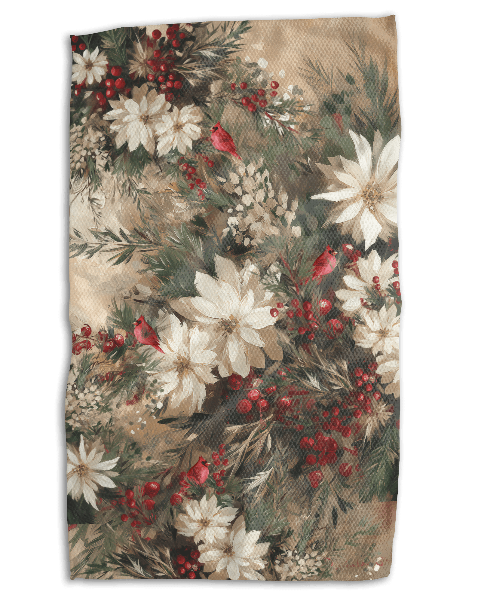 Cardinal Oil Painting Kitchen Towel - Absorb-lumen