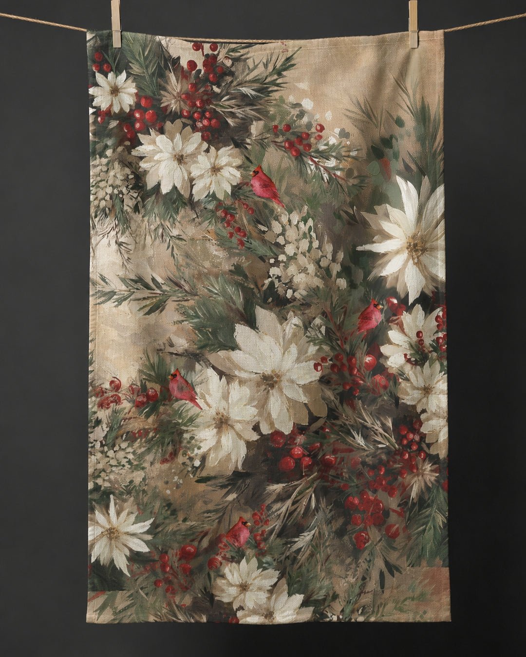 Cardinal Oil Painting Kitchen Towel - Absorb-lumen