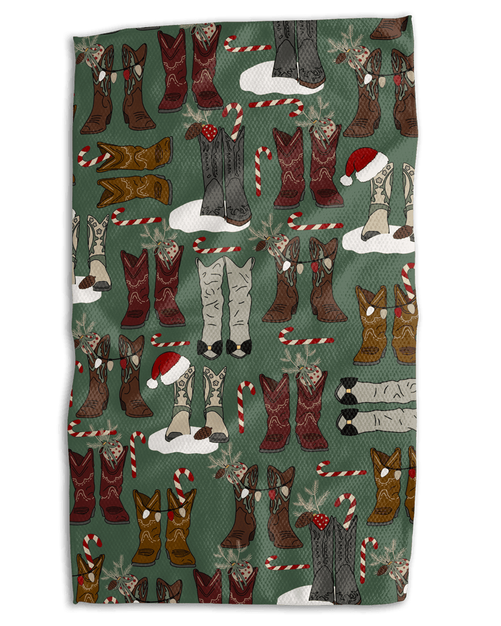 Christmas Cowboy Boots 18x30 Work - harder Double - Sided Towel - Absorb - lumen