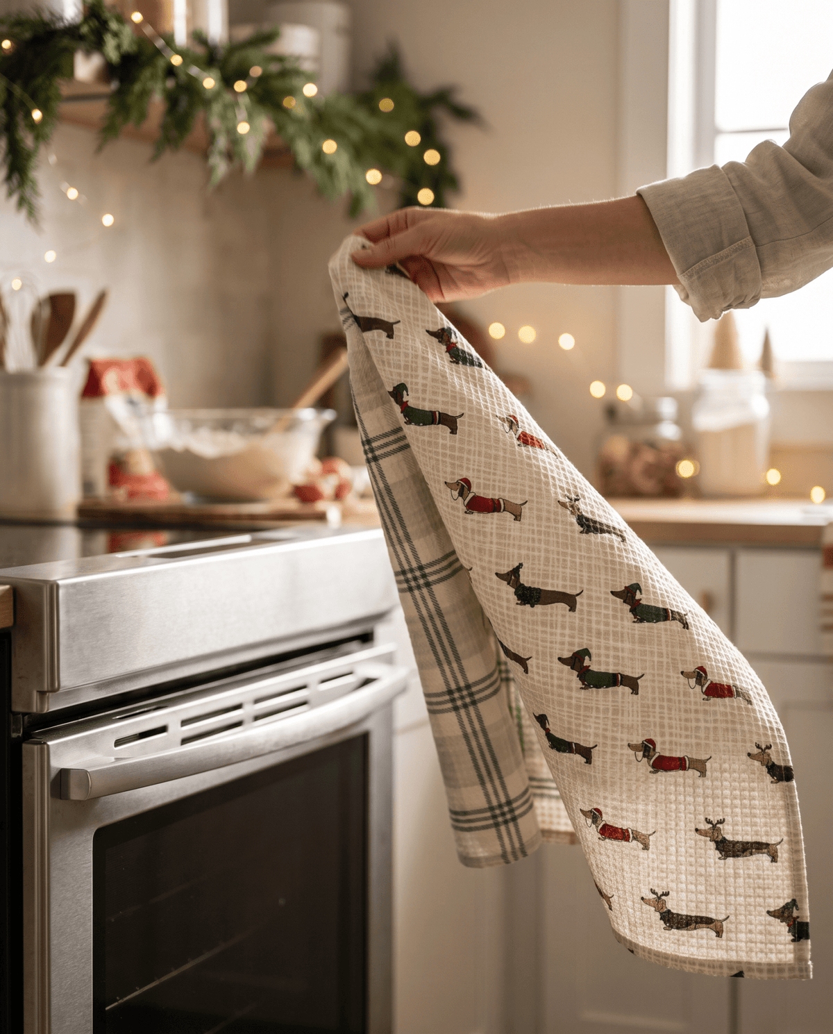 Christmas Dachshunds Kitchen Towel - Absorb-lumen