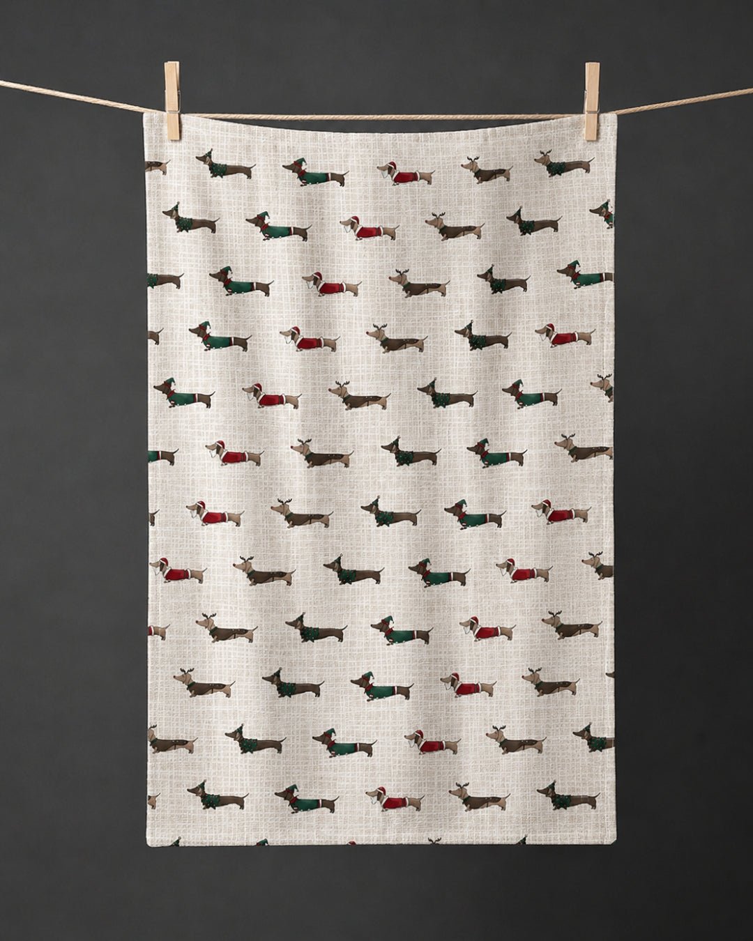 Christmas Dachshunds Kitchen Towel - Absorb-lumen