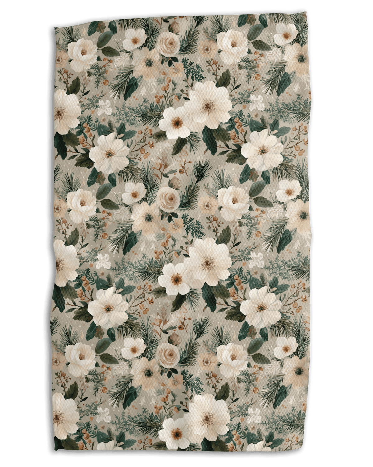 Christmas Neutral Floral Kitchen Towel - Absorb-lumen
