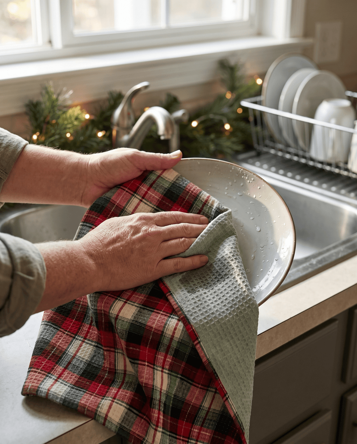 Christmas Red and Green Classic Plaid Kitchen Towel - Absorb-lumen