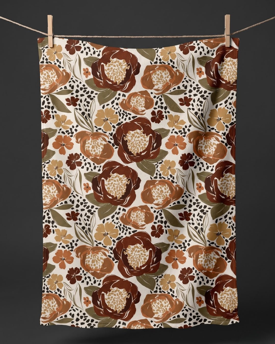 Cognac Speckle Meadow Kitchen Towel - Absorb-lumen