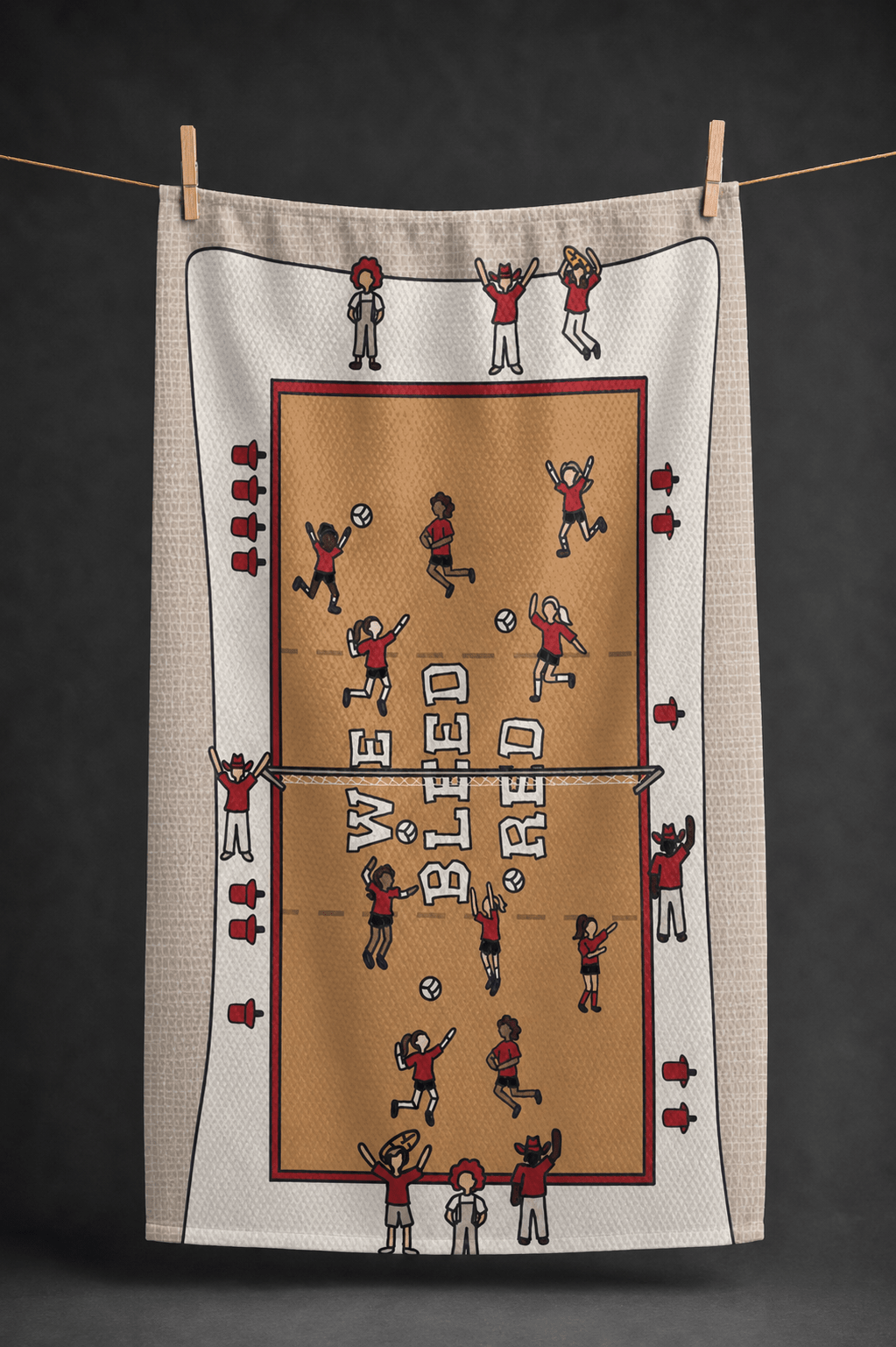 COURT We Bleed Red Volleyball Kitchen Towel - Absorb-lumen