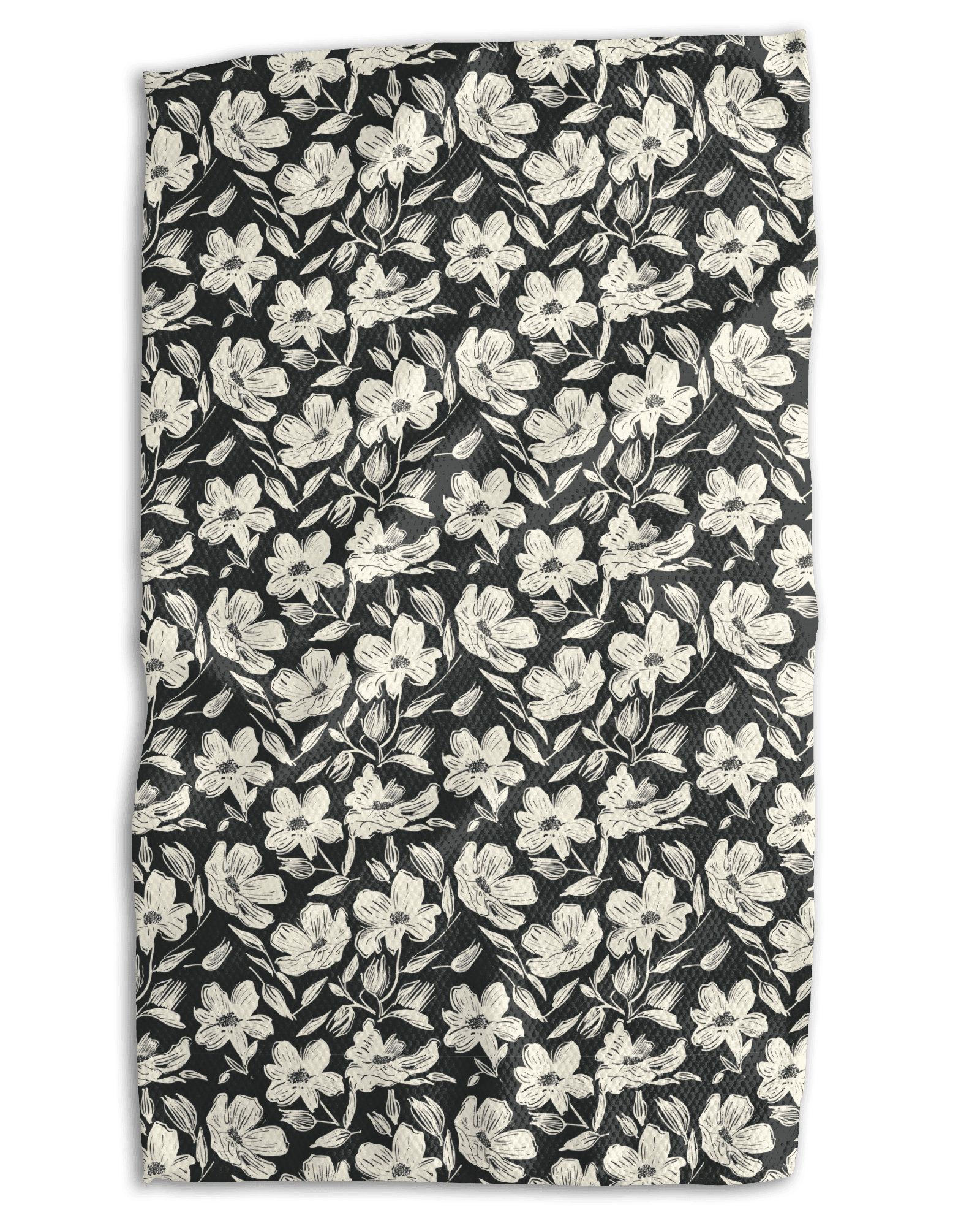 Cream and Black Floral Kitchen Towel - Absorb-lumen
