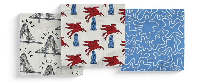 Dallas Downtown Double - Sided Dish Cloth Sets - Set of 3 - Absorb - lumen