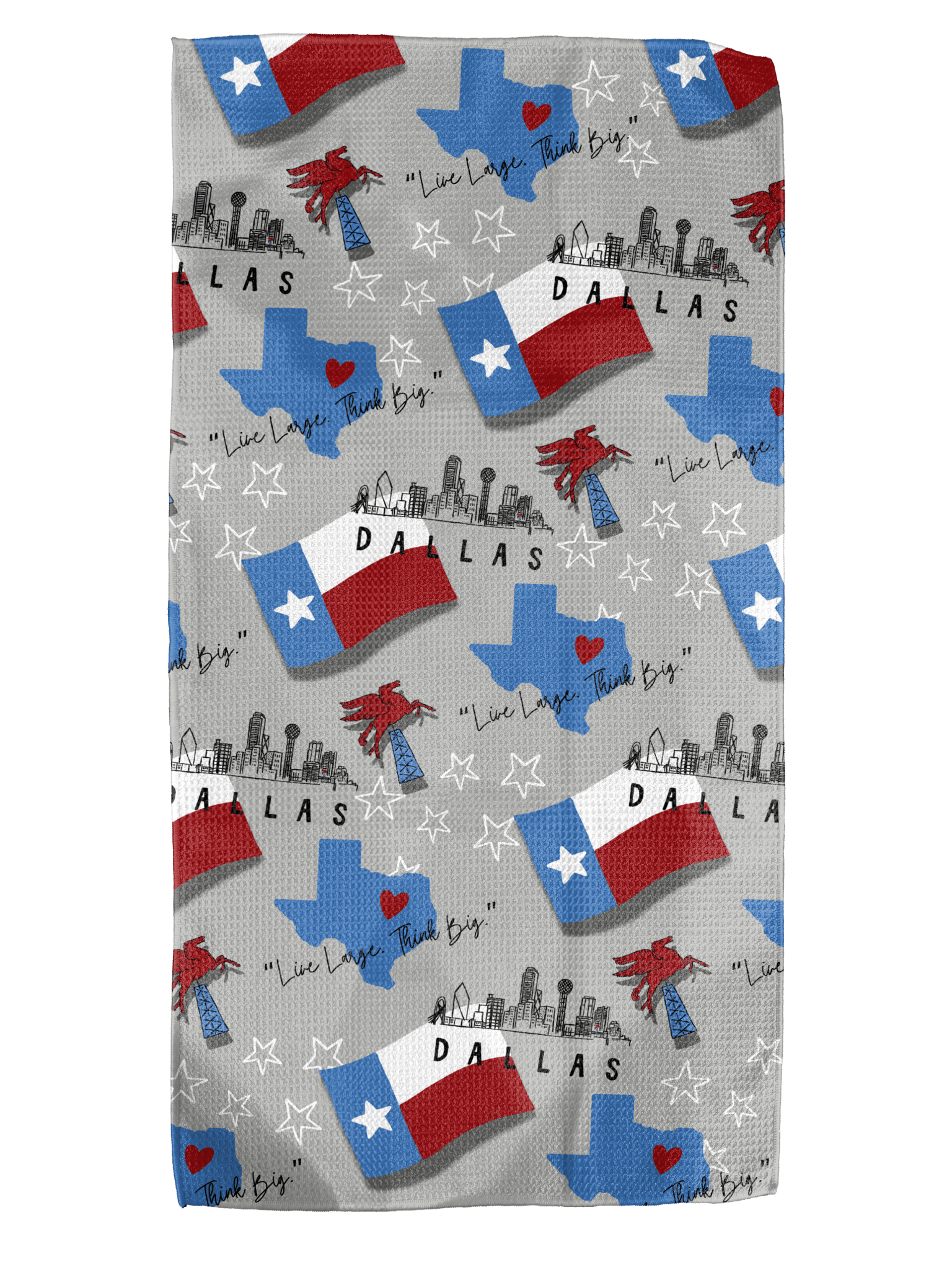 Dallas Downtown Texas Flag 12x24 Double - Sided Bartender Towel - Absorb - lumen