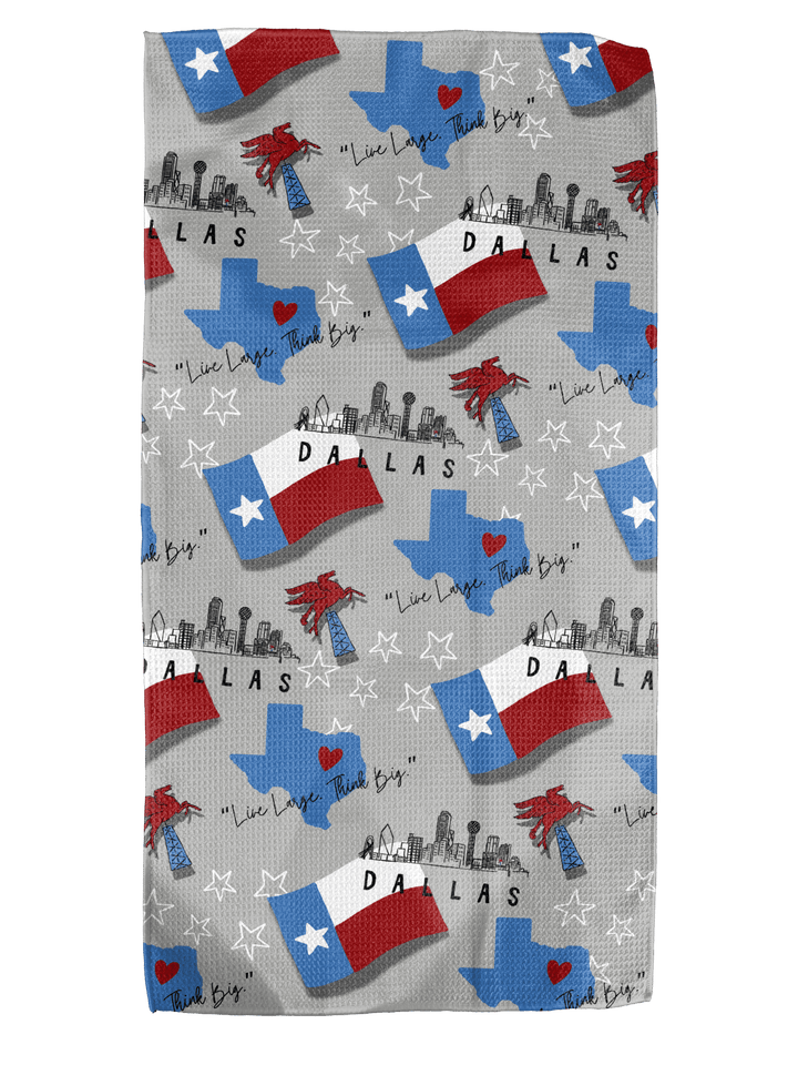 Dallas Downtown Texas Flag 12x24 Double - Sided Bartender Towel - Absorb - lumen