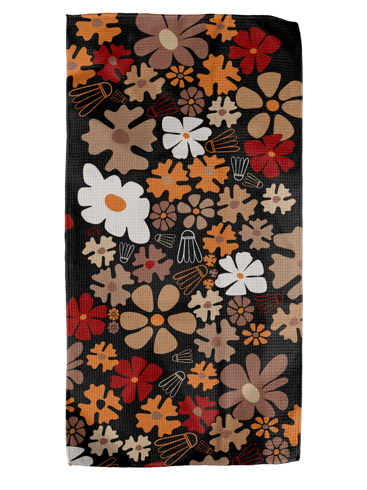 Fall Floral Shuttlecock 12x24 Bartender Double - Sided Towel - Absorb - lumen