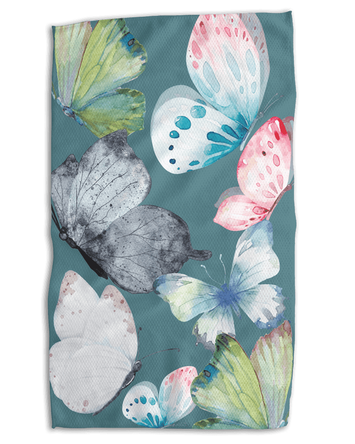 Floral Fantasy & Butterfly Bliss 18x30 Work - Harder Double Sided Towel - Absorb - lumen