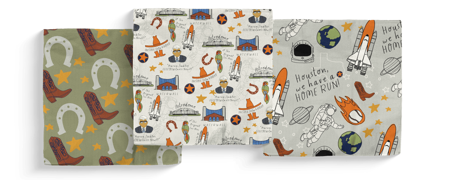 Houston We Have a Home Run Double - Sided Dish Cloth Set - Absorb - lumen