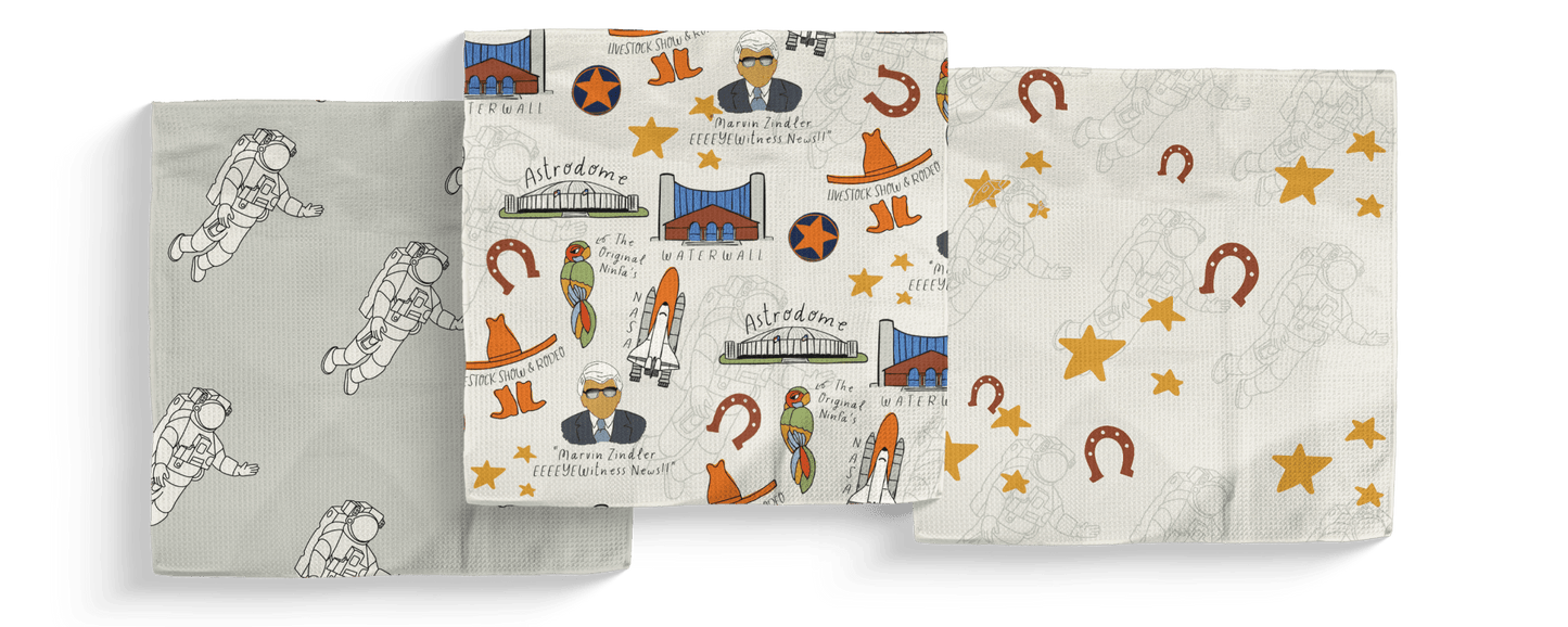 Houston We Have a Home Run Double - Sided Dish Cloth Set - Absorb - lumen