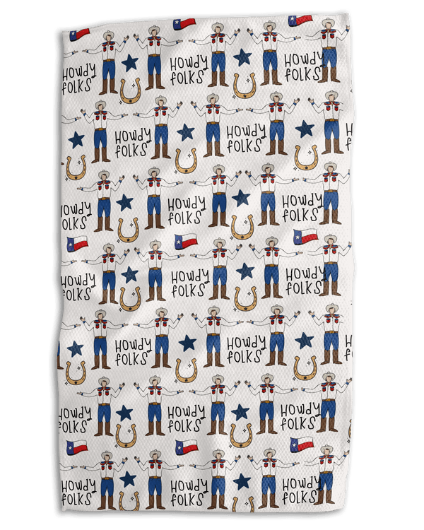Howdy Folks 12x24 Bartender Double Sided - Same Design Towel - Absorb - lumen