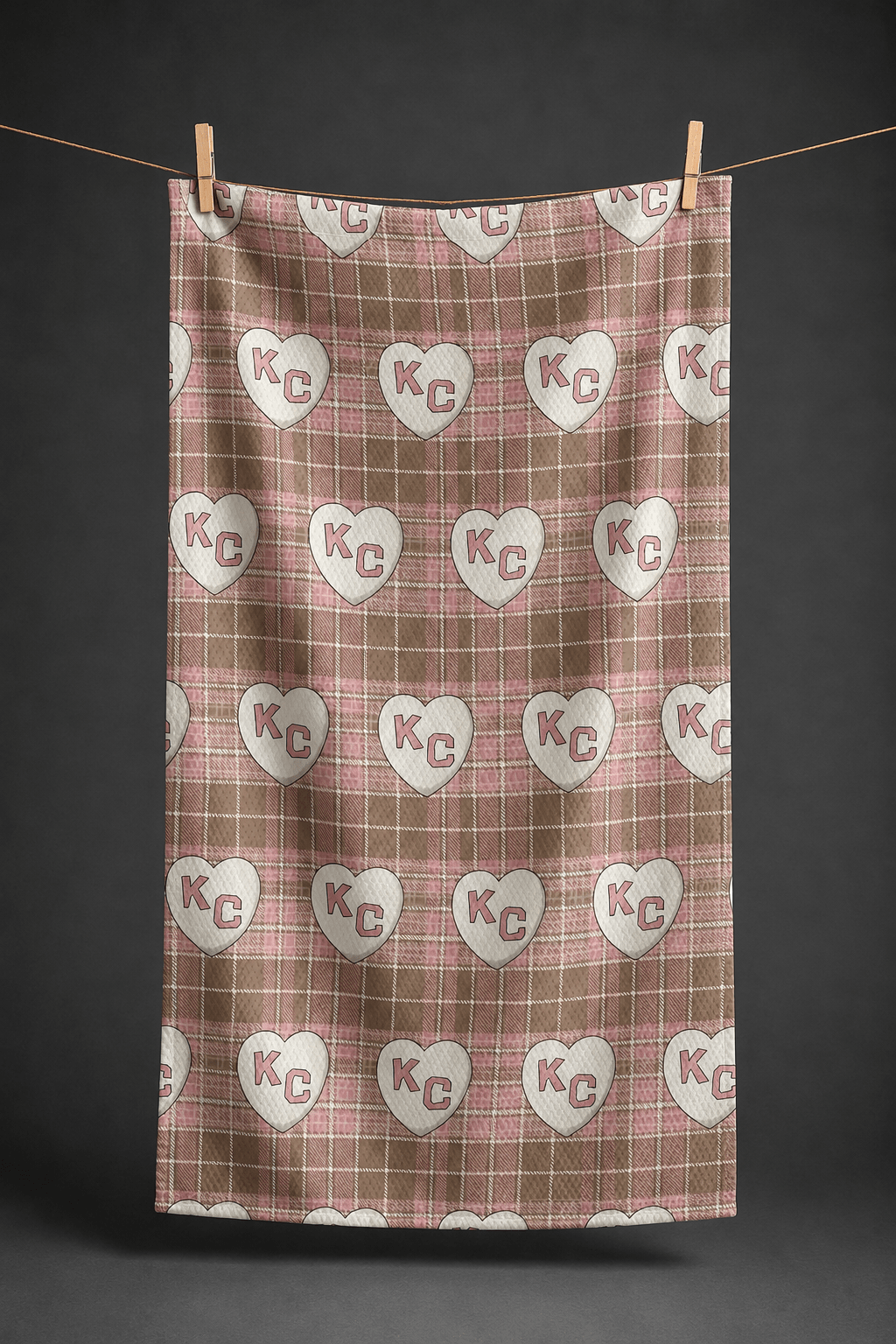 KC Hearts Blush Plaid Kitchen Towel - Absorb-lumen