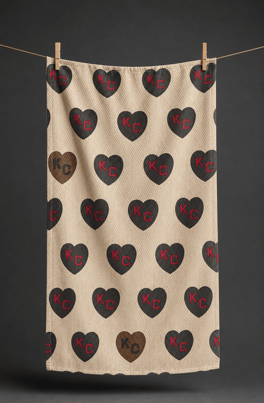 KC Hearts Charcoal Kitchen Towel - Absorb-lumen