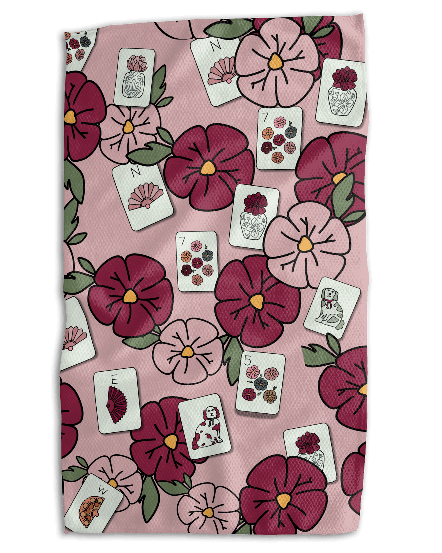 Mahjong Floral Dog 18x30 Work - harder Double - Sided Towel - Absorb - lumen