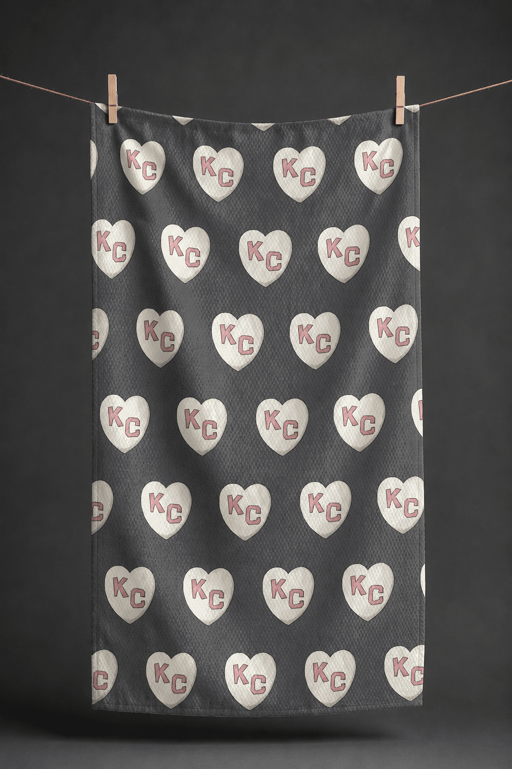 Mauve KC Hearts Kitchen Towel - Absorb-lumen