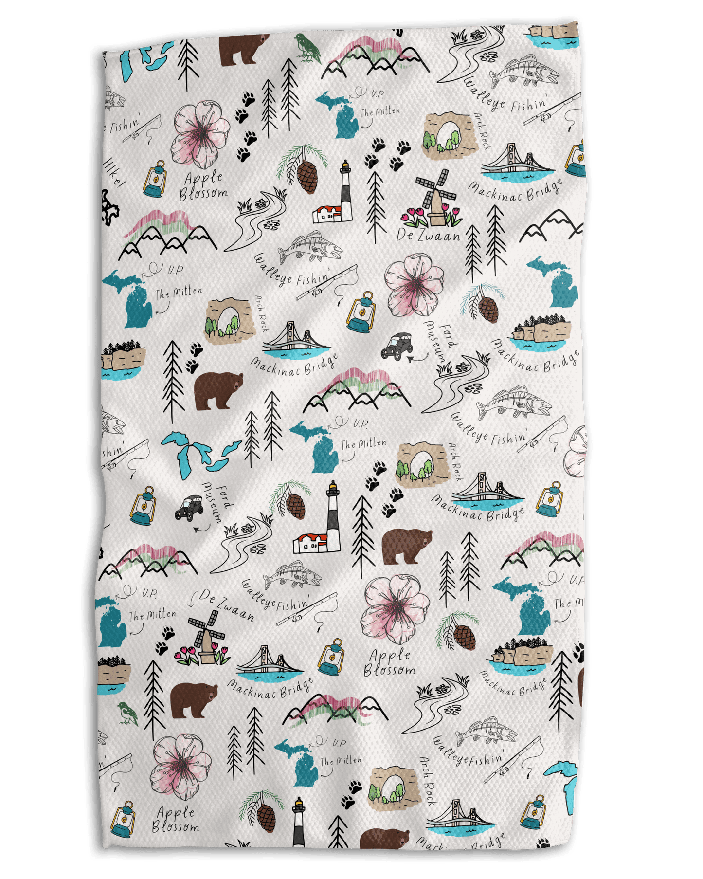 Michigan State Icons 18x30 Work - harder Double - Sided Towel - Absorb - lumen