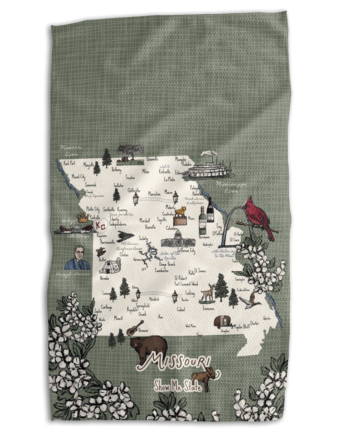 Missouri Show Me State Map Kitchen Towel - Absorb-lumen