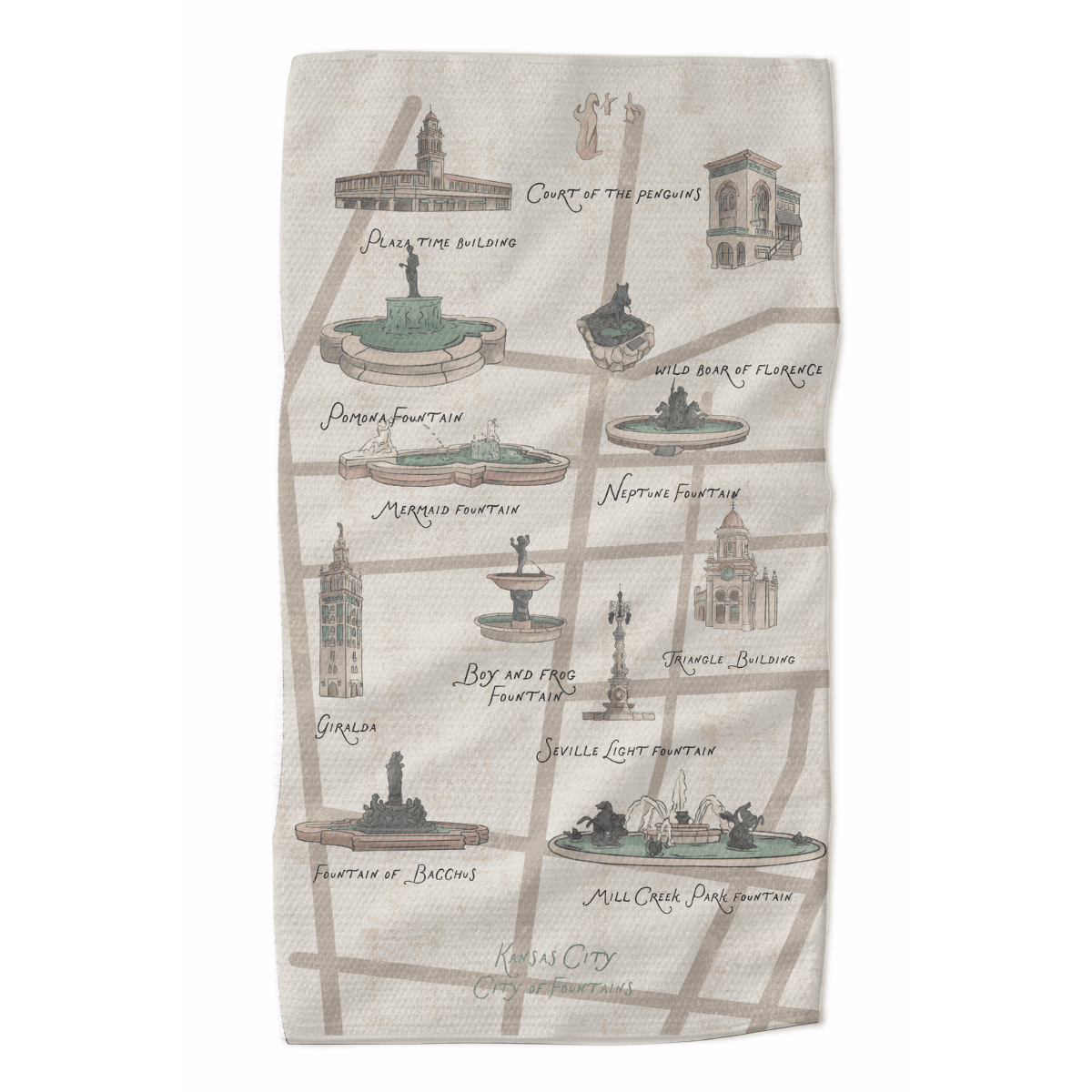 Plaza Fountains Kitchen Towel - Absorb - lumen