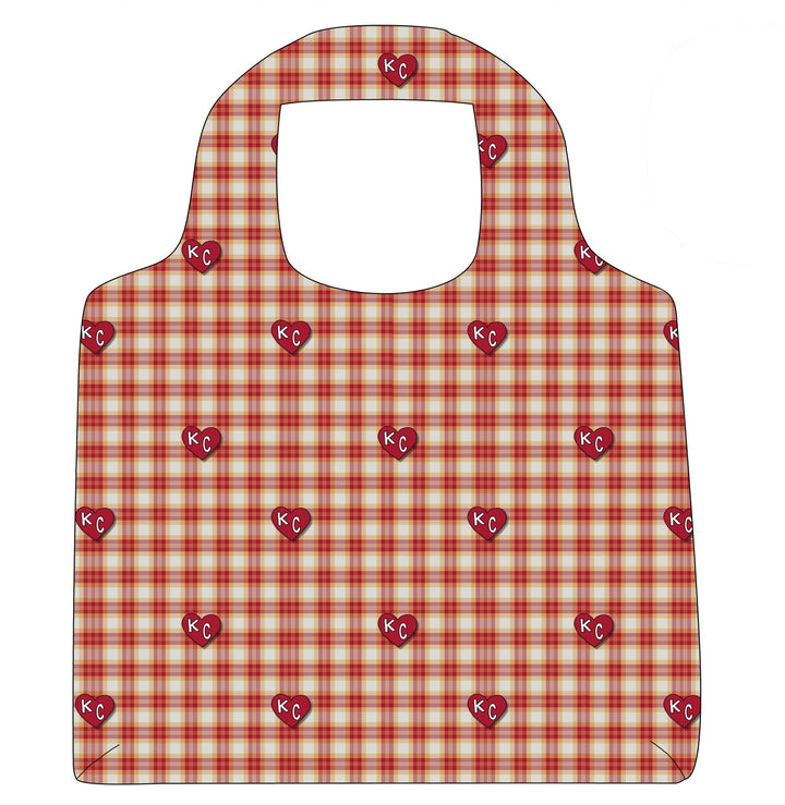 Reusable Grocery Bag Hearts and Plaid - Absorb - lumen