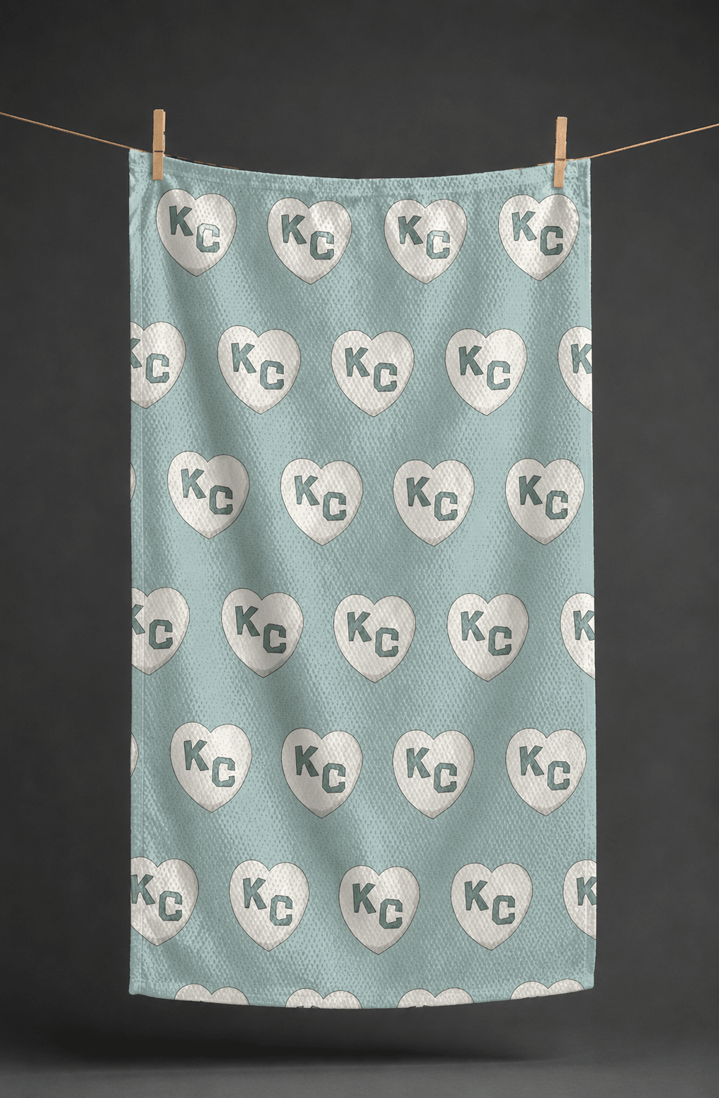 Sage KC Hearts Kitchen Towel - Absorb-lumen