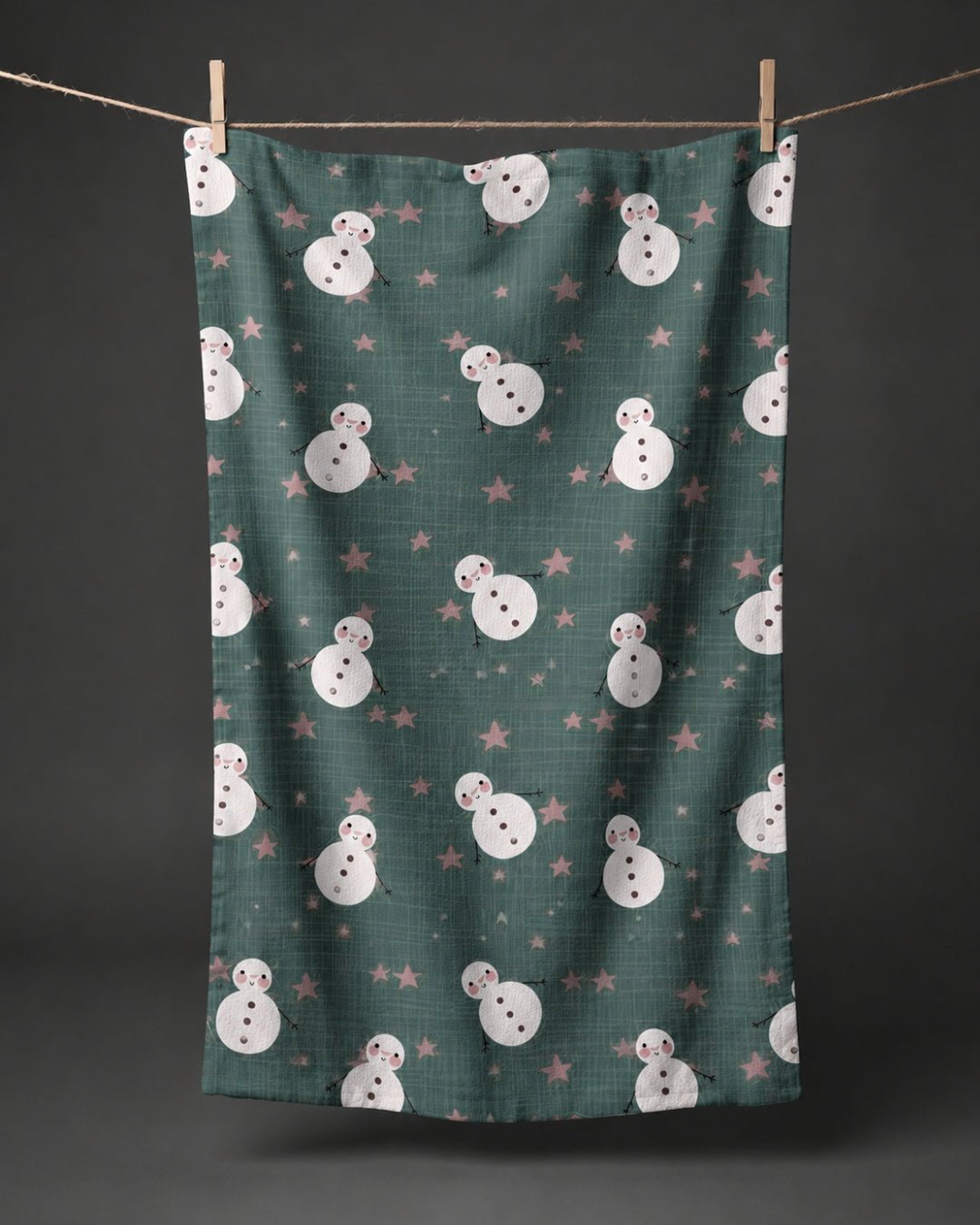 Snowman and Stars Kitchen Towel - Absorb-lumen