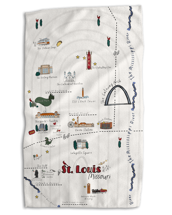 St. Louis Map 18x30 Work - Harder Double Sided Towel - Absorb - lumen