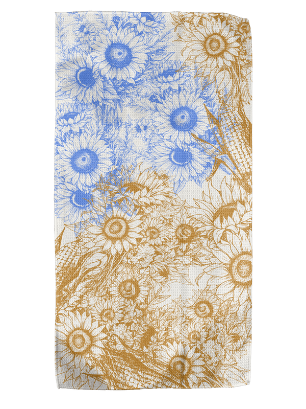 Sunflowers and Corn 12x24 Bartender Double - Sided Towel - Absorb - lumen