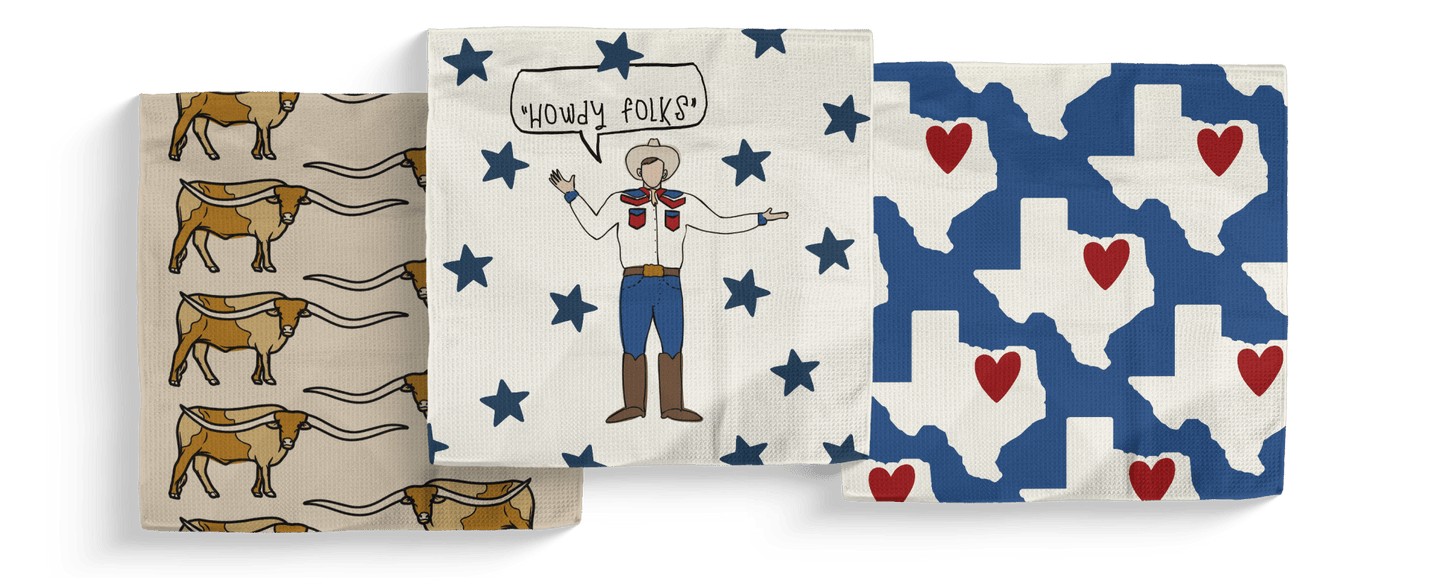 Texas DFW Iconic Double - Sided Dish Cloth Sets - Absorb - lumen