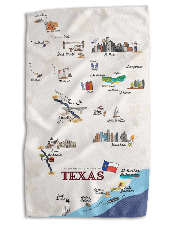 Texas Map 18x30 Work - harder Double - Sided Towel - Absorb - lumen