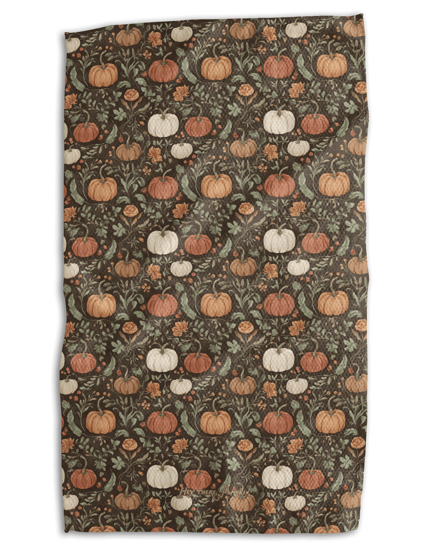 Vintage Harvest Pumpkin Toile Kitchen Towel - Absorb-lumen