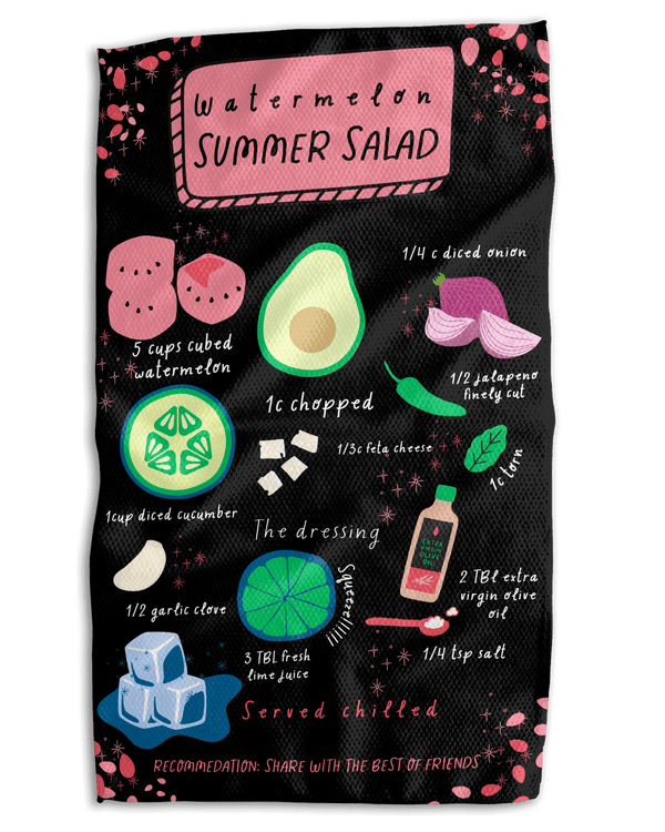 Watermelon Salad 18x30 Work - harder Double - Sided Towel - Absorb - lumen