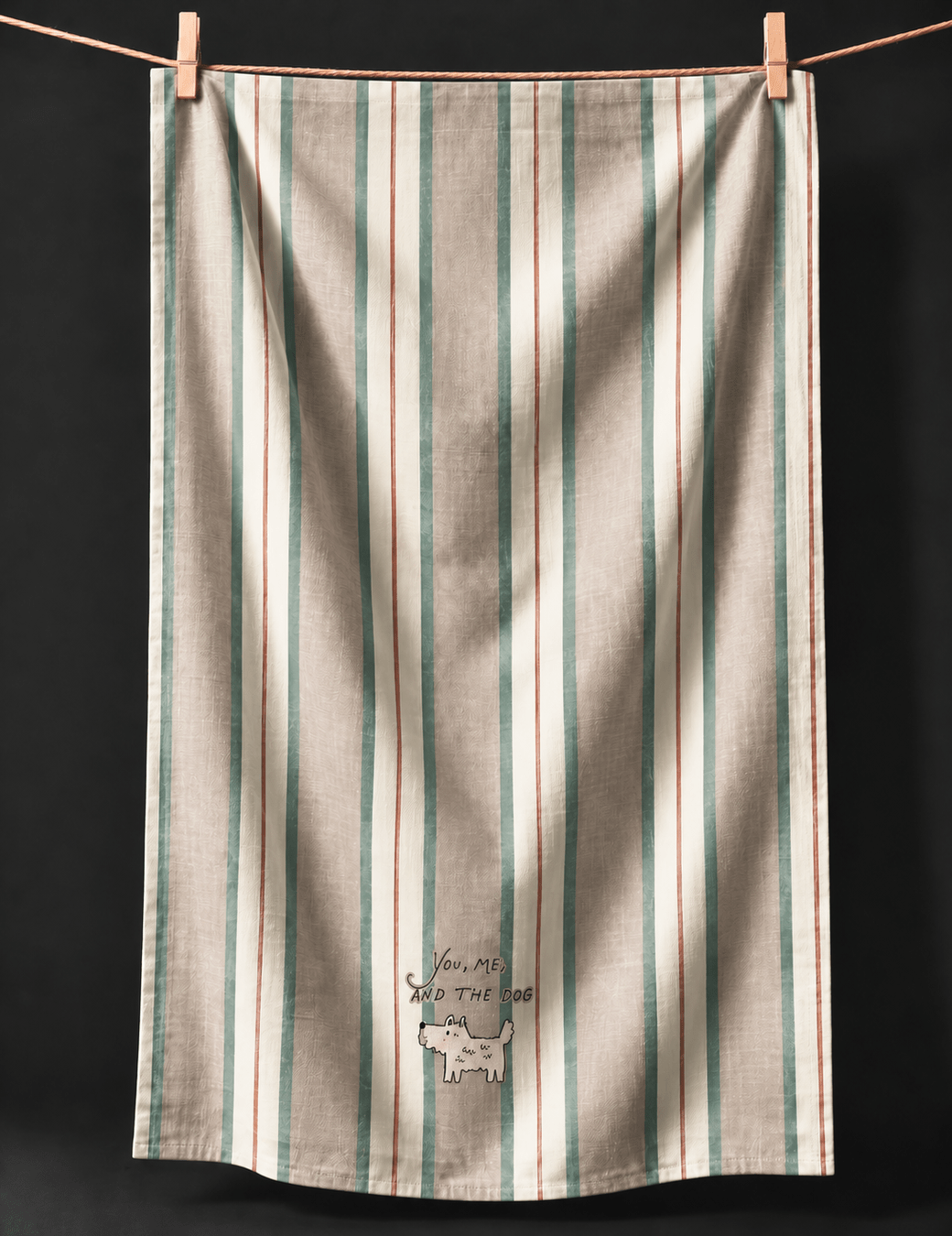 You, Me & the Dog Sage & Cream Stripe Kitchen Towel - Absorb-lumen